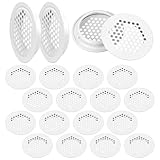 Lüftungsgitter Rund, 20 Stück Lüftungsloch Weiß, 53mm Edelstahl Belüftungsgitter, Lüftungsabdeckung für Kleiderschrank, Klein Lüftungsgitter Edelstahl, Belüftung Abluftgitter für Möbel Küchen