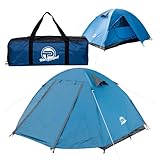 Campingzelt für 1-2 Personen (doppelwandig) – leicht, stabil, wasserdicht | 2 Eingänge, Moskitonetz, Lampenhaken, Fluoreszierende Abspannleine, verstärkte Heringe, inkl. Tragetasche