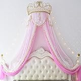 Metall Wand Baldachin Krone - Antik Prinzessin Bettvorhang mit Spitze Moskitonetz für Schlafzimmer Dekoration