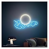 WELSAA Hängende Kunst-Leuchtreklamen USB-betriebenes Neonschild Mit Wolken-Sonnenuntergang, Einstellbare Helligkeit, Wandkunst-Dekor Für Wohnzimmer Bierclub Neon 32.5cmx38.1cm(D)