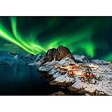 Puzzle 1000 Teile,Klassische Puzzles, Impossible Geschicklichkeitsspiel für die Ganze Familie, Farbenfrohes Legespiel - Norwegen Aurora Borealis, Home Dekoration