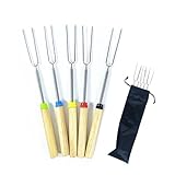 5 Stück Grillspieße Teleskop Marshmallow, Marshmallow Spieße, Stockbrot Stöcke Roasting Sticks, Lagerfeuer Spieße Edelstahl Ausziehbar Grillstab, Grillbesteck Set für Camping Grill, Barbecue