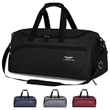 FIORETTO 35L Sporttasche & Reisetasche für Damen und Herren, mit Schuhfach & Nassfach, Wasserdicht Tasche für Trainingstasche, Gym, Travel, Schwimmen, Sauna, fußball Schwarz