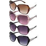 Utensilsto 4 Paare Groß Frauen Sonnenbrillen, Damen Polarisiert Mode Groß Klassische Sonnenbrille, Quadratischer Funkelnder Rahmen, UV400 Schutz Vintage Sunglasses für Damen Fahren Reisen