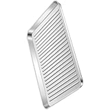 LOORGVEL Edelstahl Backblech 26,5X20,5X2,5cm Rostfrei Antihaftend Backform für Backofen und Gefrierschrank Pizza und Kuchenform Spülmaschinenfest Hitzebeständig Wiederverwendbar