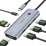 USB C Docking Station Dual HDMI Adapter, MOKiN 6 in 1 USB C Hub, Laptop DockingStation Dual Monitor mit Single 8K@30Hz HDMI, 3 USB Port, 100W PD für Dell/HP/MacBook/Lenovo Yoga