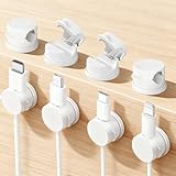 Federkabel-Organizer,8 Stück Selbstklebende Kabelhalter, 360° Drehbares Kabelmanagement, Federkabelklemmen Geeignet für 0-8 mm Kabel, Verstellbares Kabelhalterung,Kabelclip(weiß)