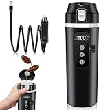 Reise Wasserkocher Auto, Fahrzeug Beheizter Wasserkocher, Auto Heizbecher, 12V/24V, 500ml Wasserkocher Für Auto, Auslaufsicher, Mini Tragbare Elektrische Wasserbecher Für Auto Lkw Camping(Schwarz)