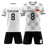 Personalisierte Deutschland Fußball Trikot mit Namen Nummer Logo Jungen, Fussball Trikot Setfür Jungen Herren, Fussball Geschenke Jungen,Fußball Trikots Erwachsene Kinder