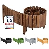 Garronda Beeteinfassung Holz Rollzaun Holzzaun 200 x 20 cm imprägniert Flexibler Rollborder Rasenkante Palisade Gartenzaun Umzäunung für Garten GD-0046 (Dunkelbraun, Höhe: 20 cm)