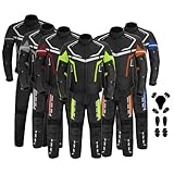 Profirst Global Wasserdichter Motorradanzug für Herren, 2-teilig, Motorradjacke und Hose, Cord-Schutzkleidung, Rüstung, wasserdichter Kleidungsanzug (Schwarz, M[Brust 101cm, Taille 81cm, L81cm])