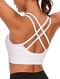 Leversic Sport BH Push up Cross Back Design Bustier Damen mit Gepolstert Ohne Bügel Damen-BHS mittelstarkem für Fitness Lauf Joggen, 315-Weiß, M