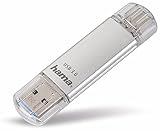 Hama 64 GB USB Stick mit USB 3.0 und USB 3.1-Type-C (2-in-1 Speicherstick, z.B. für Android Handy, Tablet, Computer, Notebook, MacBook, OTG, 40MB/s) Handy-Stick, Doppel Memory-Stick silber