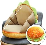 MIGEDY Hamburger-Kissen, Cheeseburger-Kissen, das sich öffnet, Sofa, Sitzkissen, rutschfestes Kissen, niedliches Sitzkissen, Sofa (Farbe: Hamburger)