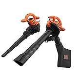 Black+Decker 3-in-1 Elektro-Laubsauger/Laubbläser BEBLV260 (2.600 Watt, mit Häcksler, hohe Blasgeschwindigkeit von 315 km/h, 40l Fangsack und Tragegurt, für Terrassen, Wege, Einfahrten)