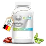 Vitabay L Lysin Kapseln Hochdosiert - 100 VEGAN & LABORGEPRÜFT Aminosäure L-Lysin Kapseln mit 2250mg L- Lysine L lysin Lysin Hochdosiert llysin L-Lysin hochdosiert L Lysine L-Lysine L- Lysin L -Lysin