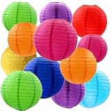 We Moment Zone 16 Stück Papier Lampions Regenbogen,Bunt Runde Papierlaterne Papier Laterne für Lampenschirm Deko, Geburtstagsfeier,Hochzeitsdekorationen，Gartenparty Deko