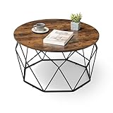 VASAGLE Couchtisch, Beistelltisch, Wohnzimmertisch, Sofatisch, Stahlgestell, für Wohnzimmer, Schlafzimmer, Arbeitszimmer, Industrie-Design, vintagebraun-schwarz LCT040B01