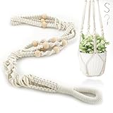 xiaoxiaozhijia Makramee Blumenampel,Hängetopf für Pflanzen,Hängeampel Innen mit Haken für Wohnzimmer,Außen,Balkon,Fenster,Balkone Wanddekoration (Beige-Perlen)