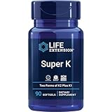 Life Extension, Super K, Vitamin K - Komplex mit MK-7, Depot, hochdosiert, 90 Weichkapseln, Laborgeprüft, Glutenfrei, Sojafrei, Ohne Gentechnik, 2.600 mcg Vitamin K