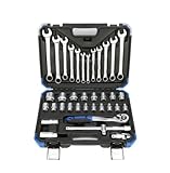 FENGJISUN Steckschlüssel-Satz 37-teiliges Steckschlüssel-Set, Schraubenschlüssel, Handwerkzeug-Set Mit Werkzeug-Aufbewahrungsbox Für Die Autoreparatur Werkzeug Set Für Haushalt