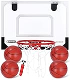 Basketballkorb Indoor Set für Kinder Zimmer Basketball Mit 4 Ball Pumpe Sport Spielzeug Büro Board Ballnetz Office Home 40x30cm Outdoor Basketballbrett Wandmontage