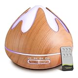 Aroma Diffuser für Ätherische Öle 500 ML, Ultraschall Luftbefeuchter, Aromatherapie Öle Diffusor mit 7-Farbigem LED-Licht, Fernbedienung, 4 Timer Einstellung