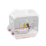 Käfig für Wellensittiche, leicht, atmungsaktiv und auslaufsicher, Voliere für Kokoriten, mit Futterspender und Wasserflasche, für Unzertrennliche, Konuren, Nymphensiten, Kanarienvogel, für Zuhause