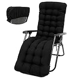 SUPPUIMNT Liegenauflage,Auflagen für Gartenliegen mit Einstellband und Anti Rutsch Kappe,170x50cm,Sonnenliege Sitzkissen mit Antirutsch,Bequeme PolsterauflageLiegestuhl Kissen,(Ohne Stühle) (Schwarz)