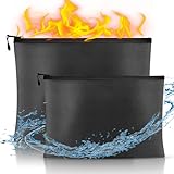 Feuerfeste Dokumententaschen 2 Stück, Feuerfeste Tasche 24x34 & 17x28cm Feuerfeste Geldkassette mit Flüssigsilikonbeschichtung, Dokumentenkassette Feuerfest Wasserdicht für A4 Dokumente Wertsache