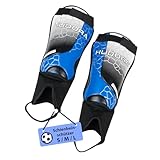 HUDORA Schienbeinschützer mit Knöchelschutz - bequeme Schienbeinschoner mit Schaumstoff - Fußball Schienbeinschutz mit Knöchelprotektoren in Größe S - Fußballausrüstung Kinder & Jugendliche - blau