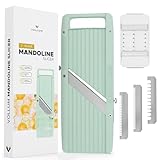 Vollum Schmaler Mandoline Slicer für Küche - Professioneller Hobel Gemüseschneider Japanischer Mandoline Slicer mit austauschbaren Edelstahlklingen - Food Manual Slicer Handheld Mandoline Slicer