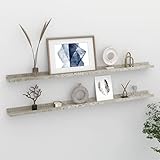 MNISDFL Eckregal Stehend Regal Wand Hängeregal Wandregale 2 STK. Betongrau 115x9x3 cm für Wohnzimmer Küche Büro Badezimmer