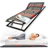 Reha-Schlafwelt 7 Zonen Lattenrost 100x200 cm RELAXANA KF, Kopf- und Fußteil verstellbar, 42 Leisten Bettenrost, stabilisierendes Mittelband, komplett MONTIERT sofort einsetzbar, Härteregulierung