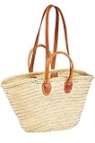 ORIGINAL Ibiza Tasche Korbtasche Strandtasche Cesta 50cm groß | Marokkanische Palmblatt Einkaufskorb Einkaufstasche geflochten XXL | Natur Shopper Umhängetasche Strohtasche für Damen und Herren