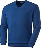 Otto Kern Pullover Herren mit V-Ausschnitt, Strickpullover aus 100% Baumwolle, Bequemes Sweatshirt in Regular-Fit Passform, Blau, Gr. L