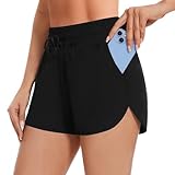 AKKQHH Sport Shorts Damen Sporthose Kurz mit Tasche Sommer Atmungsaktive Laufhose Schnelltrocknende Running Fitness Yoga Trainingshose Jogginghose(Schwarz,XL)