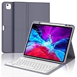 FOGARI Hülle mit Tastatur für iPad Pro 12.9 Zoll 6ª 2022 /5ª 2021/4ª 2020/3ª Gen 2018, QWERTZ Deutsches Magnetisch Abnehmbarer Bluetooth Keyboard für iPad Air 13' M2/M3 2024/2025, Lavendel