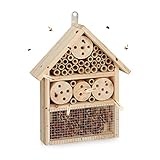 Relaxdays Insektenhotel Bausatz, Insektenhaus für Käfer, Wildbienen & Florfliegen, selber bauen, 33 x 24,5 x 7 cm, natur