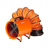 VEVOR Bauventilator 145-W-AC-Motor Baugebläse 2900 U/min Baulüfter Gebläse 1020 CFM (1733 m3/h) Axiallüfter mit 8 m Schlauch Axialgebläse 79 dB Geräuschpegel Industrielüfter