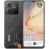 OSCAL Flat 2 Handy Ohne Vertrag, Android 15, 12GB+128GB/2TB TF Handy Günstig, 6.56'' HD+ 90Hz Smartphone Ohne Vertrag, 13MP+8MP, 5000mAh, Dual SIM/OTG/GPS/Fingerabdruck/Gemini AI/2 Jahre Garantie