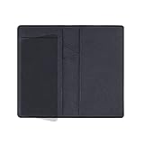 Scheckbuch-Hülle aus Leder mit Stifthalter und integrierter Trennwand, für Herren und Damen - Schwarz -