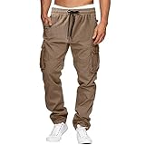 Beokeuioe Baggy Cargo Hosen Männer Ranger Hose Herren Regular Fit mit Taschen Freizeithose Cargohose Herren Lang Wanderhose Trekkinghose Universal Fit Arbeitshose Latzhose