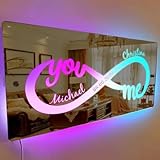 HDLOVE Personalisierter Namensspiegel Mit LED-Licht, Benutzerdefinierter Text, Wandspiegel Für Schlafzimmer Und Wohnzimmer, Wohnzimmerspiegel, Geschenk Für Familie, Freunde, Geburtstag, Jahrestag