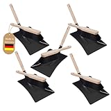 Novaliv 5X Kehrblech Metall Kehrblechgarnitur SCHWARZ lackiert Kehrblechbesen zum Aufkehren Kohleschaufel Handkehrset Kehrblechset Kehrschaufel - geeignet für Camping Feger und Kehrblech
