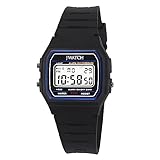 JWATCH Casual Sport Watch Vintage Collection Unisex Digital Armbanduhr 30M wasserdichte Sportuhr Stoppuhr Kalender leuchtende Digitaluhr mit Wecker in schwarz