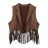 Generisch Oktoberfest - Western-Cowboy-Kuh-Mädchen-Outfits, offene Vorderseite, Fransenweste, Partykleid, Quaste, Fransen, Taillenmantel, Tops, Kostüm, kleine Hundemäntel für Mädchen