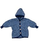 Cosilana Baby Jäckchen mit Kapuze aus weichem Wollfleece, 60% Schurwolle kbT, 40% Baumwolle kbA (8692, Marine-melange)