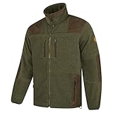 Hubertus Herren Fleece Jagdjacke mit Besätzen an Schultern und Ellenbogen Oliv Braun, Modell Zabelstein (XXL)