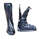 Gatuida wasserdichte rutschfeste Regenstiefel Überschuhe aus PVC mit Reißverschluss Wiederverwendbar Faltbar Schwarz Schützend für Herren bei Outdoor und Nassen Bedingungen